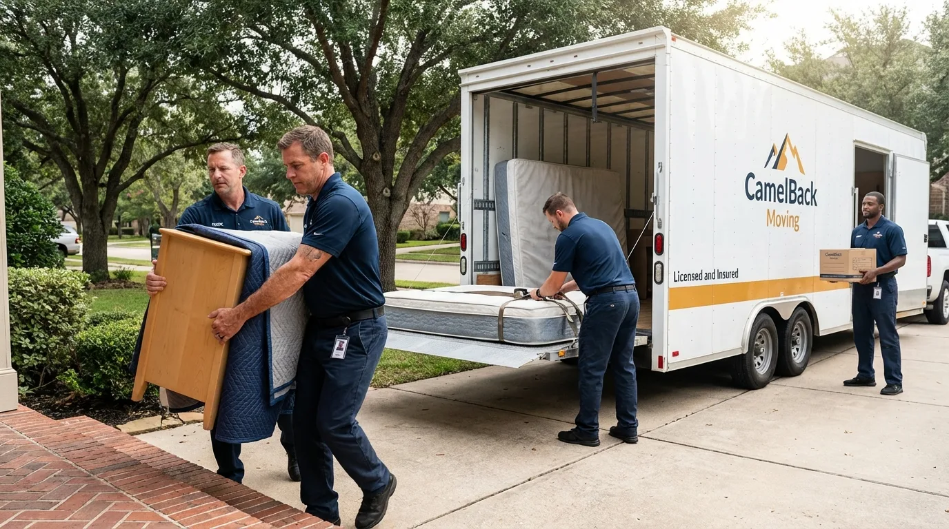 Crew loading residential truck for cross-state move from Ilion, NY